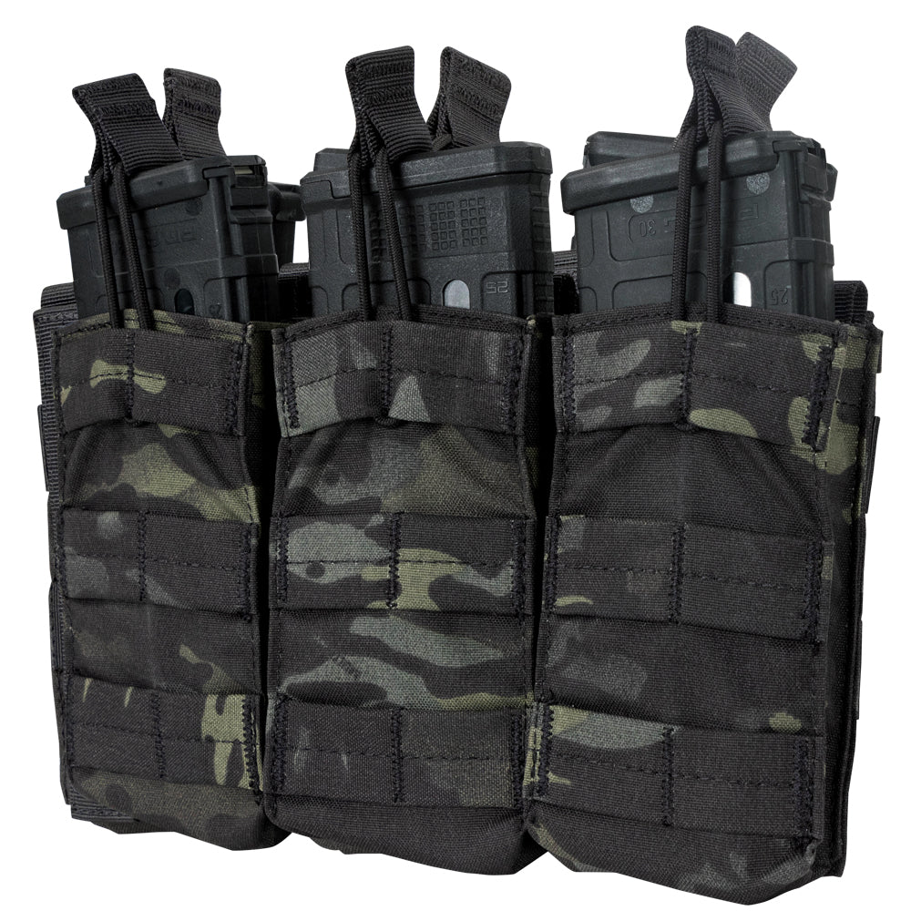 Triple Open-Top M4 Mag Pouch in MultiCam Black