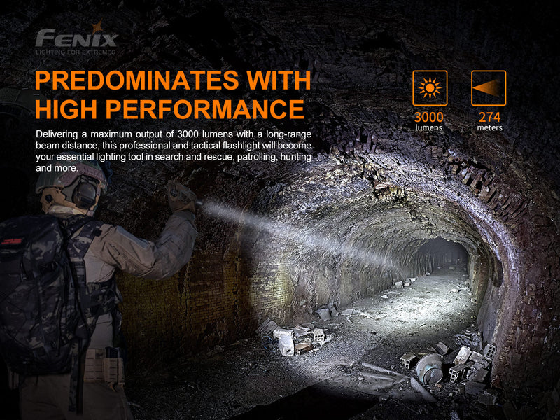 Fenix PD36TAC LED Flashlight Predominates With High Performance with a Maximum Output of 3000 Lumens up to 274 Meters
