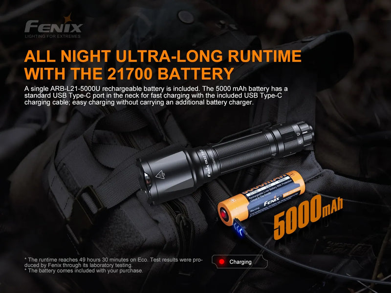 Fenix TK22TAC E LED Flashlight with All Night Ultra Long Runtime With the 21700 Battery