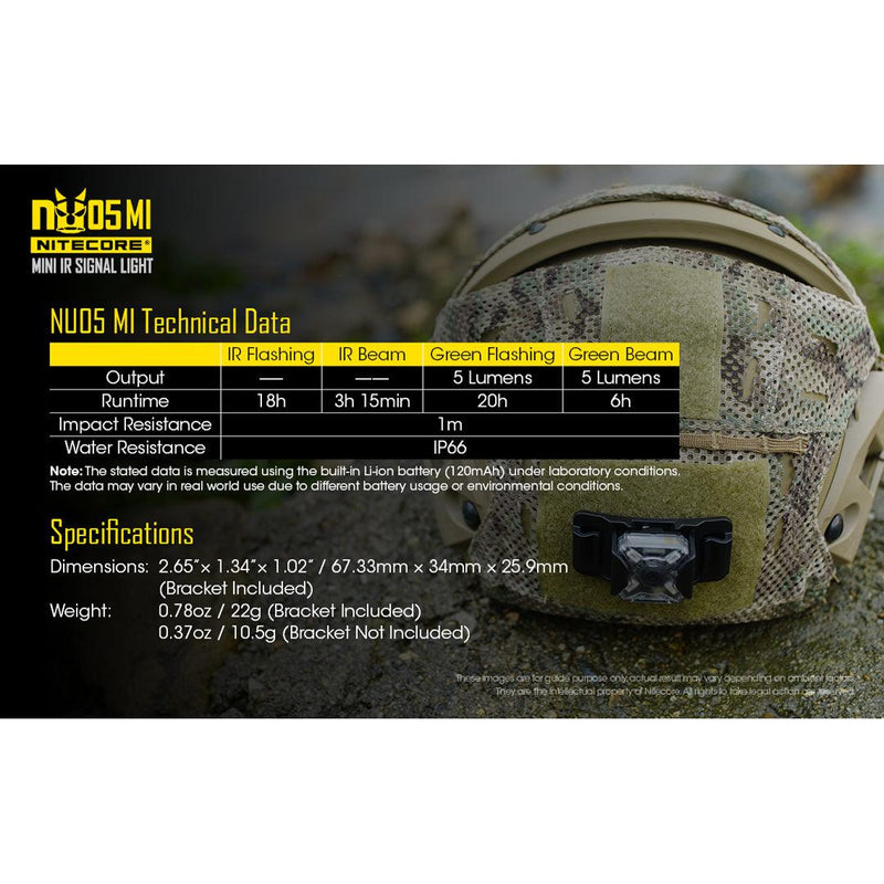 Nitecore NU05MI Green/IR USB LED Light - Mars Gear