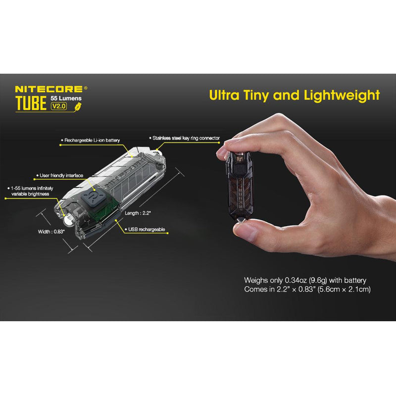 Nitecore TUBE V2 USB Keychain LED Flashlight - Mars Gear