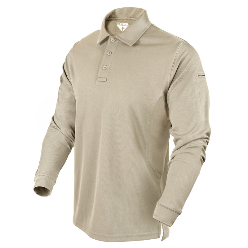 Condor Performance Long Sleeve Polo Shirt in Silver Tan