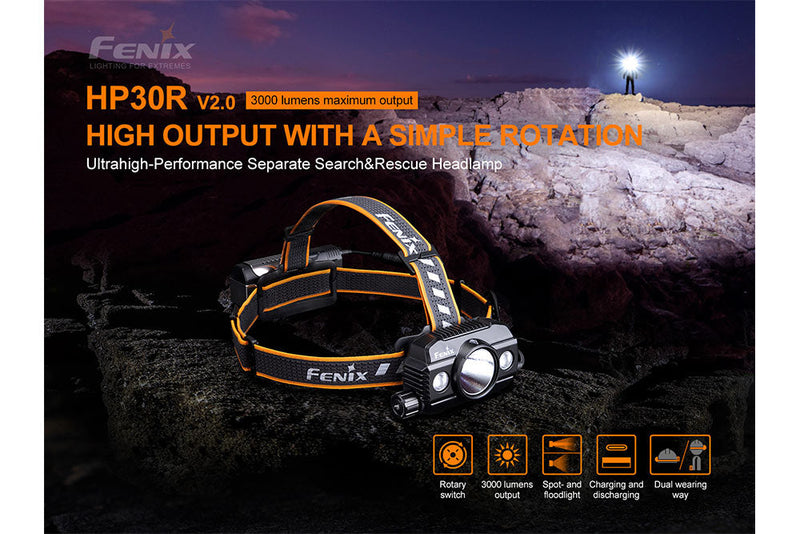 Fenix HP30R High Output with a Simple Rotation LED Headlamp