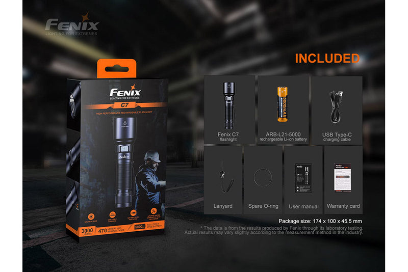 Fenix C7 LED Flashlight with Included Accessories in the Box 