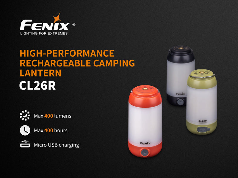 Fenix CL26R High Performance Rechargeable LED Camping Lantern with 400 Max Lumens and 400 Runtime Hours