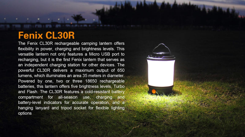 Fenix CL30R Rechargeable Camping Lantern Offers Flexibility in Power