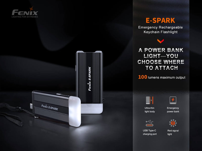 Fenix E SPARK Power bank with 100 Lumens Maximum Output