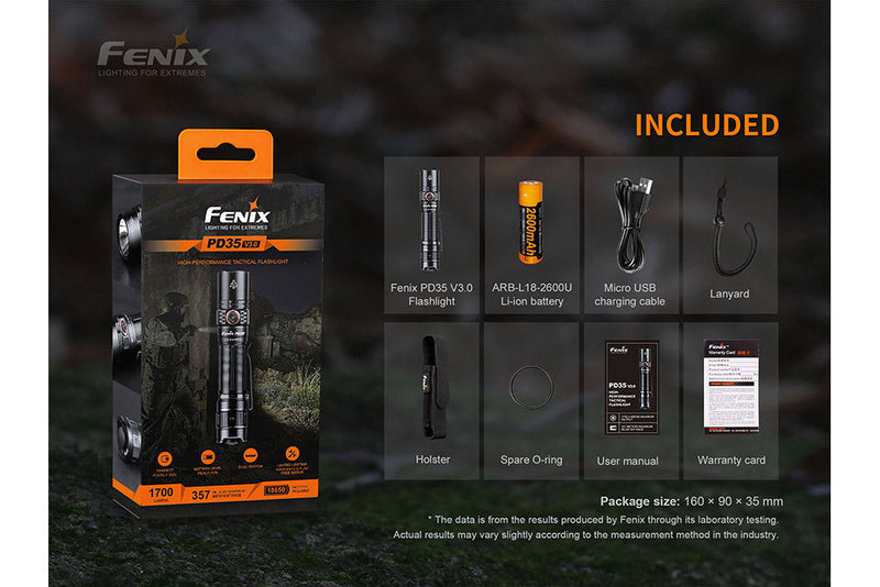 Fenix PD35 LED Flashlight Included in the Box 