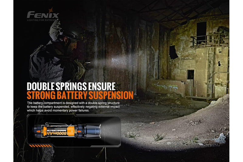 Fenix LED Flashlight Double Spring Ensure Strong Battery Suspension 