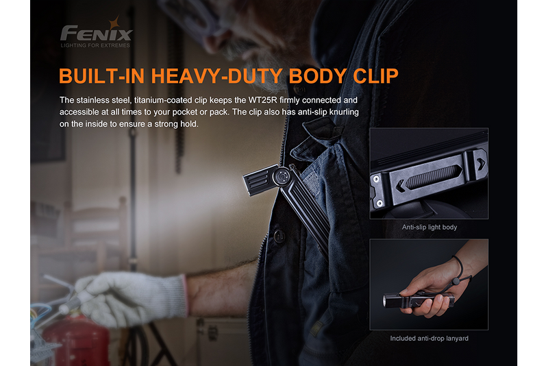 Fenix WT25R LED Flashlight with a Built In Heavy Duty Body Clip