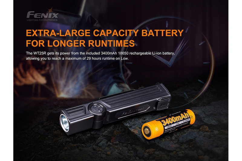 Fenix WT25R LED Adjustable Flashlight with Extra Large Capacity Battery for Longer Runtimes