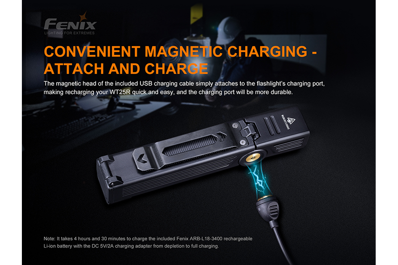 Fenix WT25R Tactical Adjustable Flashlight with a Convenient Magnetic Charging 