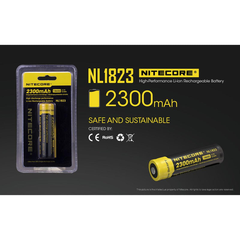 Nitecore NL1823 2300mAH Li-ion 18650 Rechargeable Battery - Mars Gear