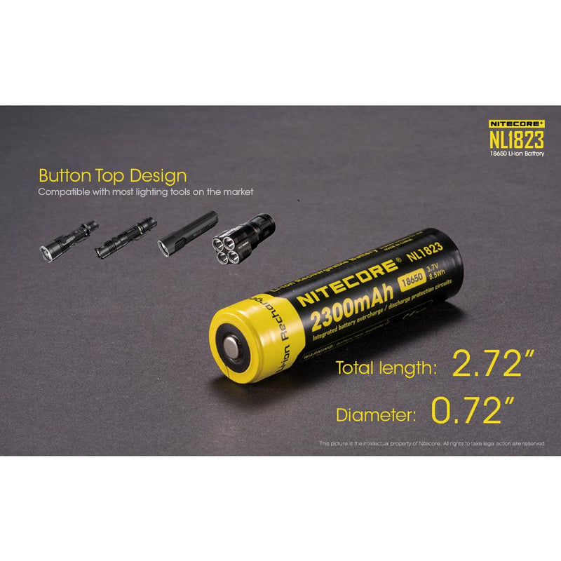 Nitecore NL1823 2300mAH Li-ion 18650 Rechargeable Battery - Mars Gear