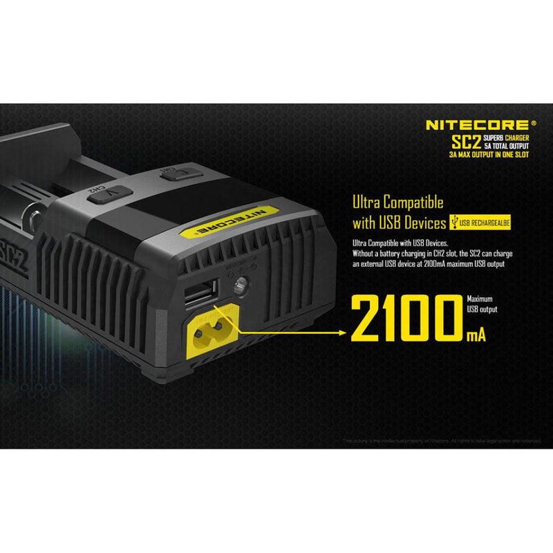 Nitecore SC2 SUPERB Digital 3A Smart Fast Charger - Mars Gear