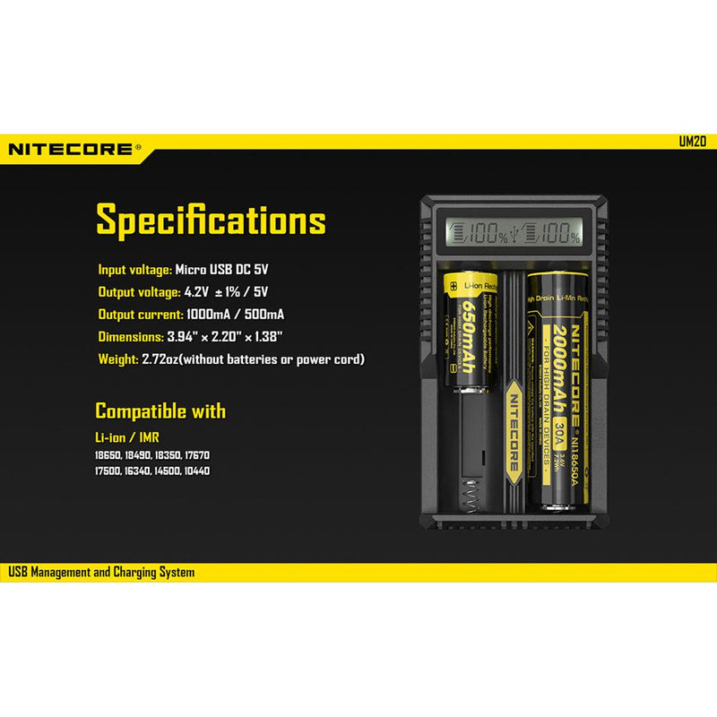 Nitecore UM20 Digital Smart Charger - Mars Gear